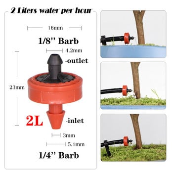 MUCIAKIE 200PCS 2L 4L 8L Pressure Compensate Emitter Garden Drip Compensation Regulator Irrigation Σταλάκτες σταθερής ροής