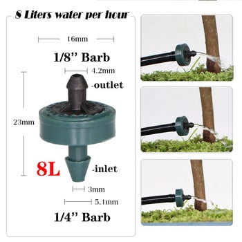 MUCIAKIE 200PCS 2L 4L 8L Pressure Compensate Emitter Garden Drip Compensation Regulator Irrigation Σταλάκτες σταθερής ροής