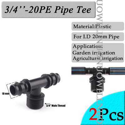 2 τεμ. 20mm Πότισμα κήπου Συνδέσεις σωλήνων PE Πλαστικό αγκαθωτό μπλουζάκι με αγκώνα ίσιες αρθρώσεις Γεωργικός προσαρμογέας σωλήνα άρδευσης μικρού