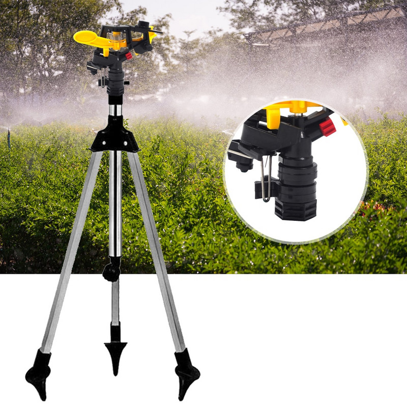 Σύστημα ποτίσματος κήπου από ανοξείδωτο χάλυβα Tripod Impact Sprinkler Garden Kit for Farmland Plant Flower Irigation System 360 μοιρών