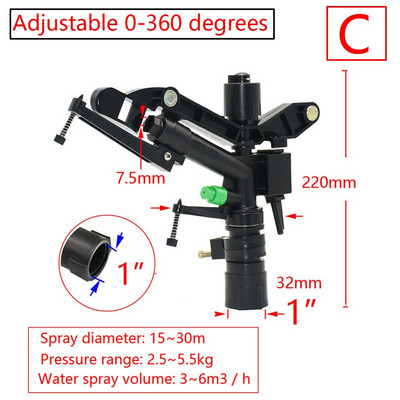 Γυναικείο νήμα 1" 1,5" Πιστόλι ψεκασμού μεγάλης εμβέλειας κάλυψης Garden Agriculture Lawn Grass Irigation ακροφύσια ποτίσματος Πιστόλι βροχής