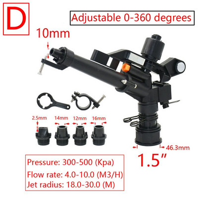 Γυναικείο νήμα 1" 1,5" Πιστόλι ψεκασμού μεγάλης εμβέλειας κάλυψης Garden Agriculture Lawn Grass Irigation ακροφύσια ποτίσματος Πιστόλι βροχής