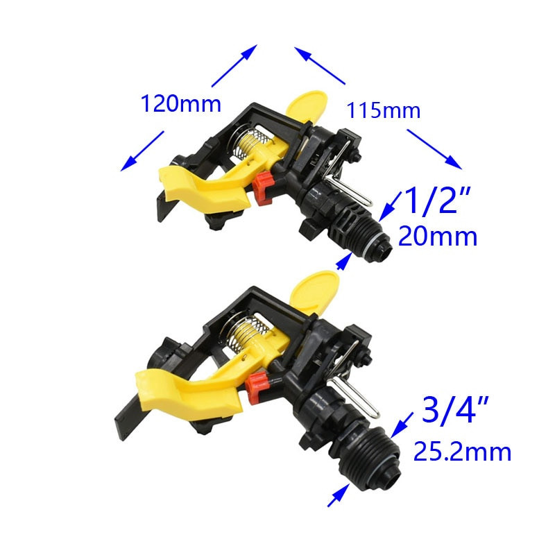 Περιστρεφόμενος ψεκαστήρας κήπου ακροφύσια νερού Αρσενικό 1/2 3/4" 360 μοιρών Rocker sprinkler Ρυθμιζόμενη γωνία Πότισμα άρδευσης 1 ΤΕΜ