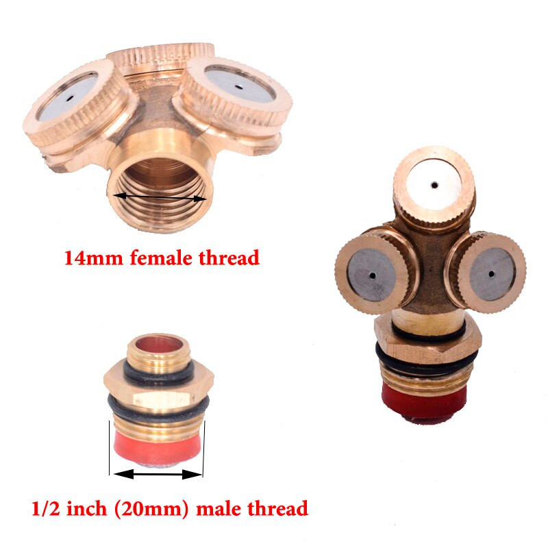 1PC 1/2 ίντσας (20mm) Αρσενικό 14mm Θηλυκός ψεκαστήρας ομίχλης Κήπος Πότισμα Ακροφύσιο ψεκασμού άρδευσης ορειχάλκινος ψεκαστήρας ομίχλης με φίλτρο