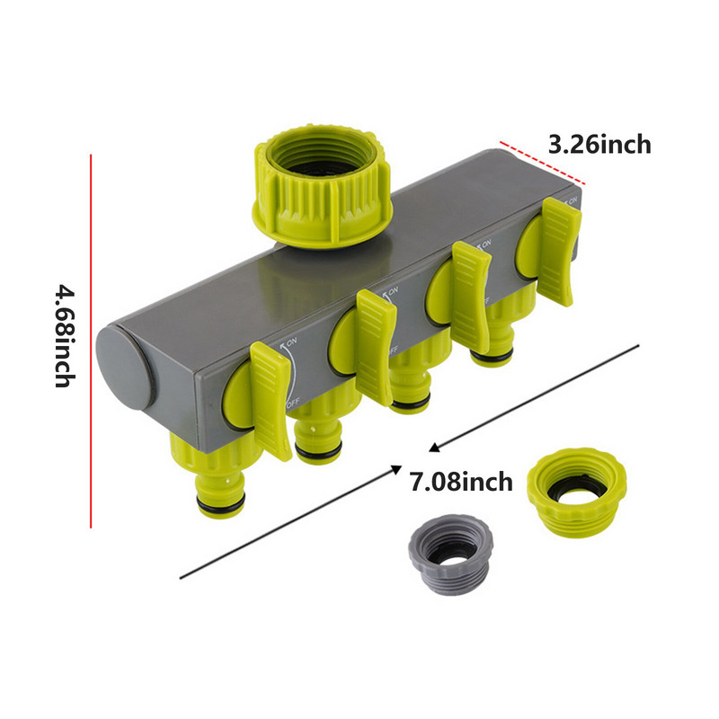 Διαχωριστές εύκαμπτων σωλήνων κήπου 4 κατευθύνσεων Εκτροπέας βρύσης Σύνδεσμος σωλήνας βρύσης Σωλήνας σωλήνας ποτίσματος Εξωτερική βρύση Καταιονιστικό Συστήματα άρδευσης