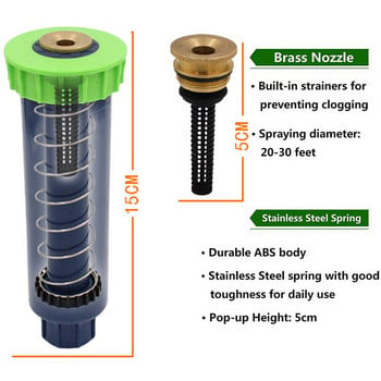 Градински двор Тревни площи Напояване на спринклерна глава Напоителна дюза за разпръскване на мъгла 3 различни ъгли Автоматично прибиране