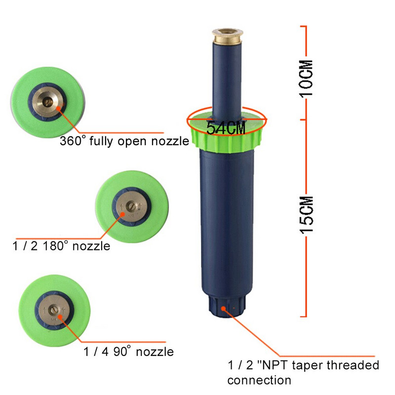 Garden Yard Lawn Plant Irigation Sprinkler Head Watering Misting Spray Nozzle 3 Different Angle Automatic Retractable