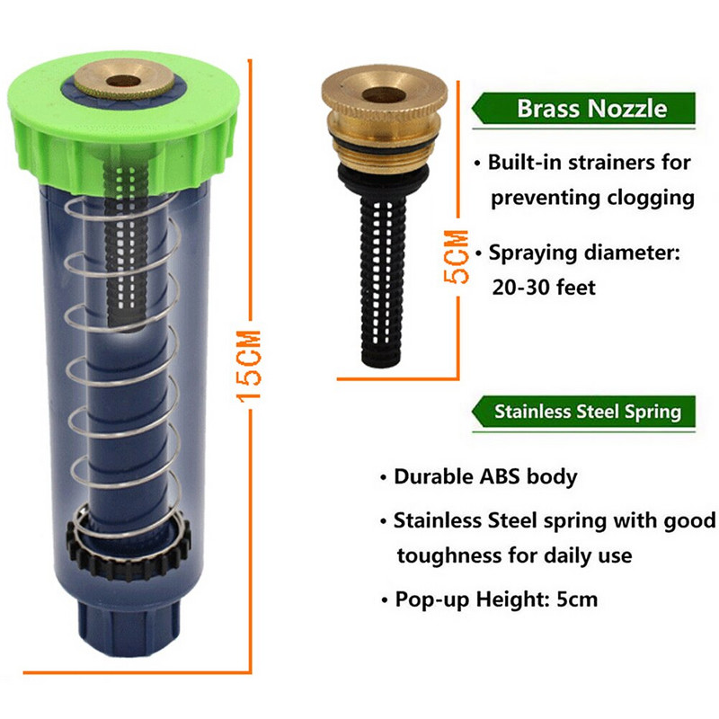 Garden Yard Lawn Plant Irigation Sprinkler Head Watering Misting Spray Nozzle 3 Different Angle Automatic Retractable