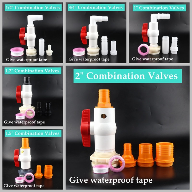 1Σετ εξαρτήματα αποστράγγισης λευκού σωλήνα Συνδυαστική βαλβίδα σύνδεσης ενυδρείου δεξαμενής ψαριών ενυδρείου