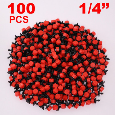 30-1000PCS 4/7mm Ακροφύσιο άρδευσης κήπου Ρυθμιζόμενος σταλάκτης 1/4`` Barb Sprinkler Emitter Drip Μπαλκόνι Θερμοκήπιο Πότισμα Σπρέι