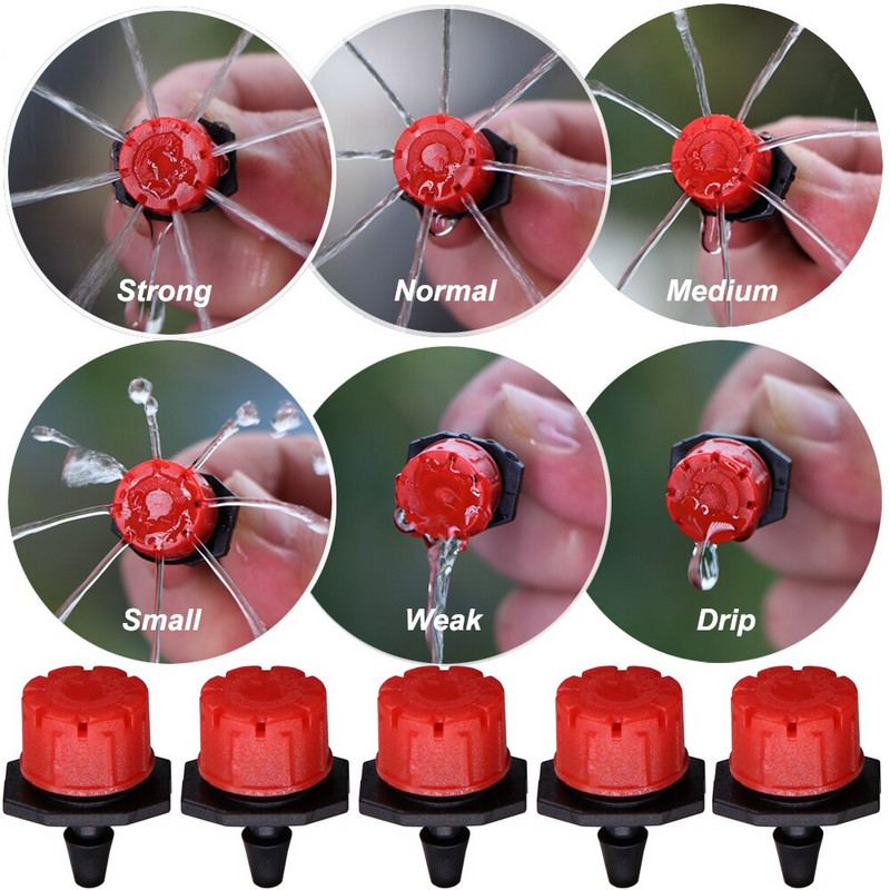 30-1000PCS 4/7mm Ακροφύσιο άρδευσης κήπου Ρυθμιζόμενος σταλάκτης 1/4`` Barb Sprinkler Emitter Drip Μπαλκόνι Θερμοκήπιο Πότισμα Σπρέι