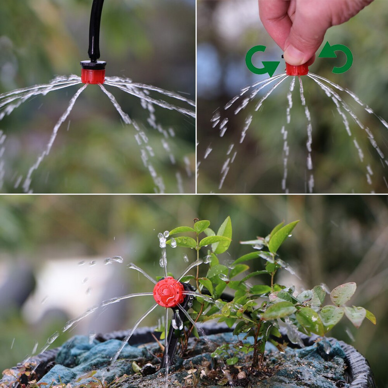 30-1000PCS 4/7mm Ακροφύσιο άρδευσης κήπου Ρυθμιζόμενος σταλάκτης 1/4`` Barb Sprinkler Emitter Drip Μπαλκόνι Θερμοκήπιο Πότισμα Σπρέι