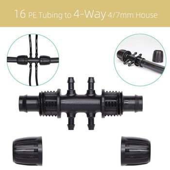 2 ΤΕΜ 16 χιλιοστών 1/2\'\' PE σύνδεσης σωλήνων διαχωριστής μπλουζάκι με κλείδωμα σπειρώματος σε 4/7 χιλιοστά σωλήνας 3/5 χιλιοστών Άρθρωση άρδευσης με σταγόνες ποτίσματος κήπου