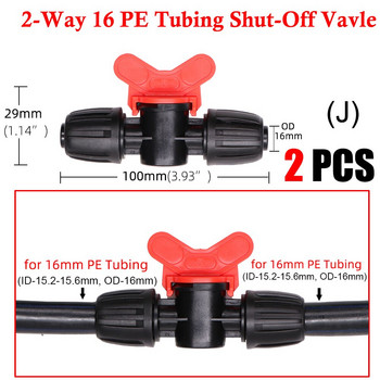 2 ΤΕΜ 16 χιλιοστών 1/2\'\' PE σύνδεσης σωλήνων διαχωριστής μπλουζάκι με κλείδωμα σπειρώματος σε 4/7 χιλιοστά σωλήνας 3/5 χιλιοστών Άρθρωση άρδευσης με σταγόνες ποτίσματος κήπου