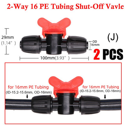 2 ΤΕΜ 16 χιλιοστών 1/2`` PE σύνδεσης σωλήνων διαχωριστής μπλουζάκι με κλείδωμα σπειρώματος σε 4/7 χιλιοστά σωλήνας 3/5 χιλιοστών Άρθρωση άρδευσης με σταγόνες ποτίσματος κήπου