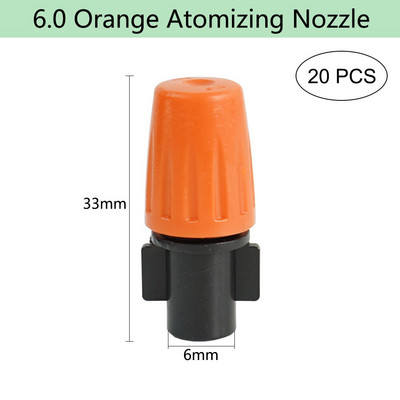 Ρυθμιζόμενο πότισμα πορτοκαλί ακροφύσιο ψεκασμού Dripper Sprinkler Garden Water Fog Misting Σύστημα ψύξης για Πότισμα φυτών κηπουρικής