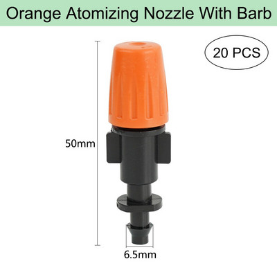 Ρυθμιζόμενο πότισμα πορτοκαλί ακροφύσιο ψεκασμού Dripper Sprinkler Garden Water Fog Misting Σύστημα ψύξης για Πότισμα φυτών κηπουρικής