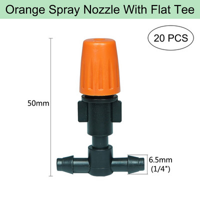 Ρυθμιζόμενο πότισμα πορτοκαλί ακροφύσιο ψεκασμού Dripper Sprinkler Garden Water Fog Misting Σύστημα ψύξης για Πότισμα φυτών κηπουρικής