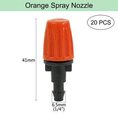 Ρυθμιζόμενο πότισμα πορτοκαλί ακροφύσιο ψεκασμού Dripper Sprinkler Garden Water Fog Misting Σύστημα ψύξης για Πότισμα φυτών κηπουρικής