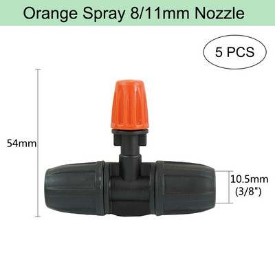Ρυθμιζόμενο πότισμα πορτοκαλί ακροφύσιο ψεκασμού Dripper Sprinkler Garden Water Fog Misting Σύστημα ψύξης για Πότισμα φυτών κηπουρικής