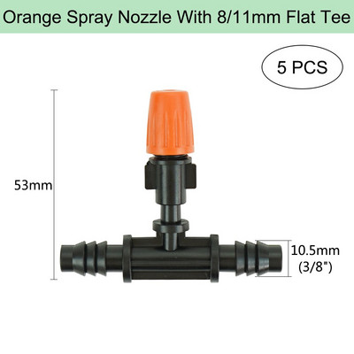 Ρυθμιζόμενο πότισμα πορτοκαλί ακροφύσιο ψεκασμού Dripper Sprinkler Garden Water Fog Misting Σύστημα ψύξης για Πότισμα φυτών κηπουρικής