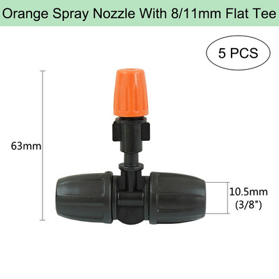 Ρυθμιζόμενο πότισμα πορτοκαλί ακροφύσιο ψεκασμού Dripper Sprinkler Garden Water Fog Misting Σύστημα ψύξης για Πότισμα φυτών κηπουρικής