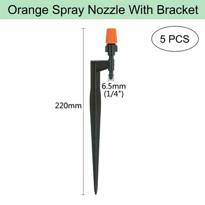 Ρυθμιζόμενο πότισμα πορτοκαλί ακροφύσιο ψεκασμού Dripper Sprinkler Garden Water Fog Misting Σύστημα ψύξης για Πότισμα φυτών κηπουρικής