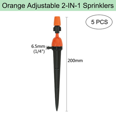 Ρυθμιζόμενο πότισμα πορτοκαλί ακροφύσιο ψεκασμού Dripper Sprinkler Garden Water Fog Misting Σύστημα ψύξης για Πότισμα φυτών κηπουρικής