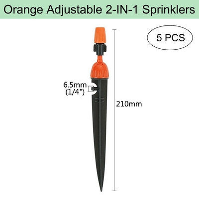 Ρυθμιζόμενο πότισμα πορτοκαλί ακροφύσιο ψεκασμού Dripper Sprinkler Garden Water Fog Misting Σύστημα ψύξης για Πότισμα φυτών κηπουρικής