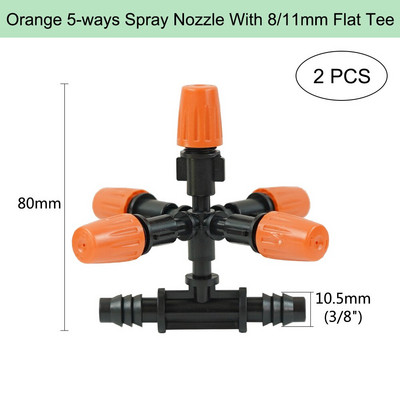 Ρυθμιζόμενο πότισμα πορτοκαλί ακροφύσιο ψεκασμού Dripper Sprinkler Garden Water Fog Misting Σύστημα ψύξης για Πότισμα φυτών κηπουρικής
