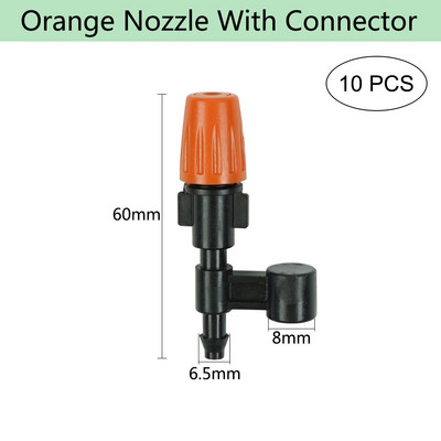 Ρυθμιζόμενο πότισμα πορτοκαλί ακροφύσιο ψεκασμού Dripper Sprinkler Garden Water Fog Misting Σύστημα ψύξης για Πότισμα φυτών κηπουρικής