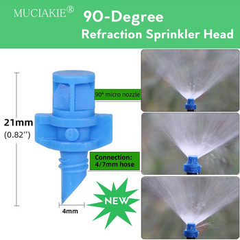 MUCIAKIE 100PCS 90 180 360 Degree Refraction Nozzle Sprinkler Head Thread Connection Garden irigation sprayer for Greenhouse