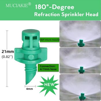 MUCIAKIE 100PCS 90 180 360 Degree Refraction Nozzle Sprinkler Head Thread Connection Garden irigation sprayer for Greenhouse