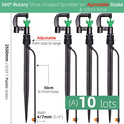 MUCIAKIE 360 Degrees Rotary Micro sprinkler σε σχήμα παπουτσιού με ακροφύσιο ποτίσματος Stake Garden Spray Full Circle Pattern Jet