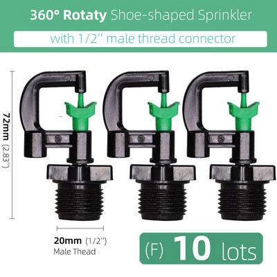MUCIAKIE 360 Degrees Rotary Micro sprinkler σε σχήμα παπουτσιού με ακροφύσιο ποτίσματος Stake Garden Spray Full Circle Pattern Jet