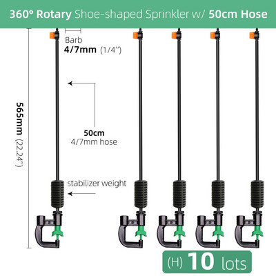 MUCIAKIE 360 Degrees Rotary Micro sprinkler σε σχήμα παπουτσιού με ακροφύσιο ποτίσματος Stake Garden Spray Full Circle Pattern Jet