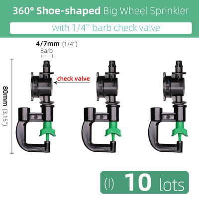 MUCIAKIE 360 Degrees Rotary Micro sprinkler σε σχήμα παπουτσιού με ακροφύσιο ποτίσματος Stake Garden Spray Full Circle Pattern Jet