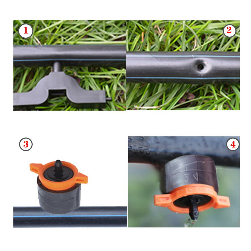 0-10L/H Ρυθμιζόμενη αντιστάθμιση πίεσης Dripper 1/4" Αγκαθωτός σύνδεσμος PE Σταθεροποιητής σωλήνα νερού Προμήθειες άρδευσης κήπου