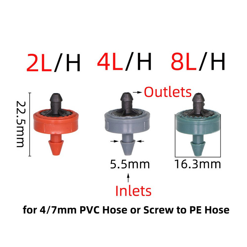RBCFHl 20PCS 2L 4L 8L Πομπός αντιστάθμισης πίεσης Αυτοκαθαριζόμενος ρυθμιστής νερού άρδευσης με σταγόνες 4/7 Διάτρηση σωλήνα σωλήνα