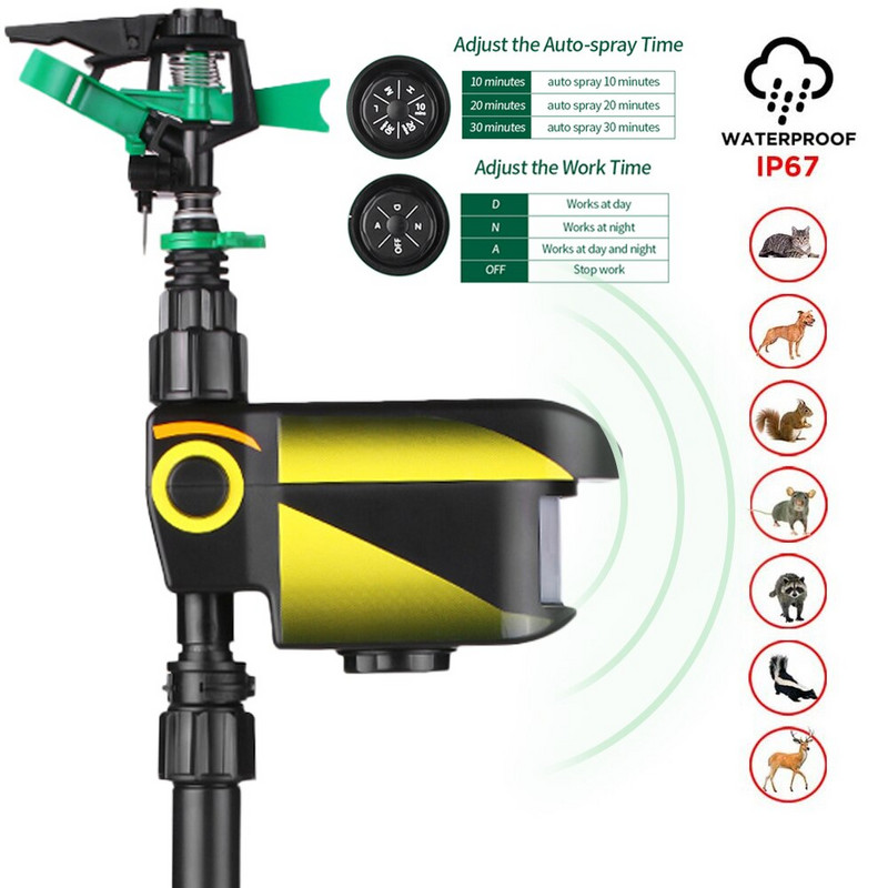 Cat Dog Υπερηχητικό Απωθητικό για Υπαίθρια Ηλιακή Τροφοδοσία με νερό ψεκασμού Ζωικό Απωθητικό Αποτρεπτικό Τρομαδιστικό Έλεγχος Παρασίτων Απωθητικό ποντικιού D30