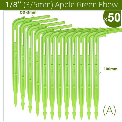 50 ΤΕΜ Θερμοκηπίου Apple Green Bend Arrow Micro Dip Irrigation Kit Emitters for 3/5mm Hose Garden Watering Saving Micro Dripper