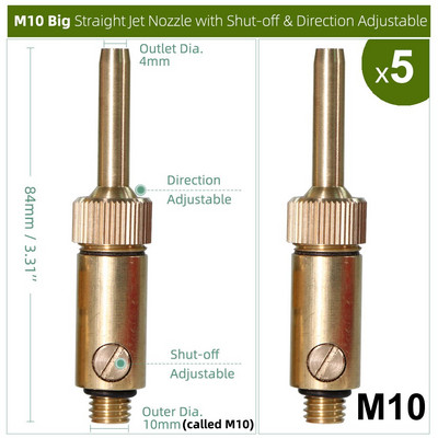 OD8mm-14mm Месингов фонтан за завеси M8-M14 Накрайник с мъжка резба с изключване, регулируема посока за спрей за декорация на езерце