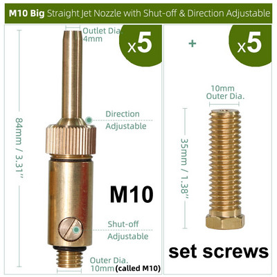 OD8mm-14mm Месингов фонтан за завеси M8-M14 Накрайник с мъжка резба с изключване, регулируема посока за спрей за декорация на езерце