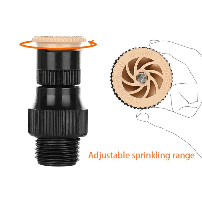 360-градусов регулируем воден спринклер за трева, двор за поливане на спринклерна глава, регулируема дюза за разпръскване на градината