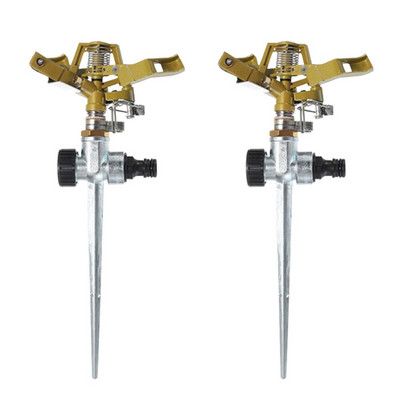 Градински пръскачки 360-градусов регулируем въртящ се спринклер за напояване на трева с метални шипове Импулсен бързо освобождаващ се конектор за маркуч 1/2"