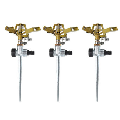 Градински пръскачки 360-градусов регулируем въртящ се спринклер за напояване на трева с метални шипове Импулсен бързо освобождаващ се конектор за маркуч 1/2"