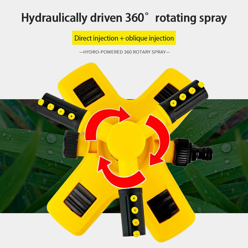 Rotējoša smidzinātāja sprausla Bērnudārza apūdeņošana Rotējošs trīszaru smidzinātājs Jauns dārza zāliena smidzinātājs 360 grādu automātisks