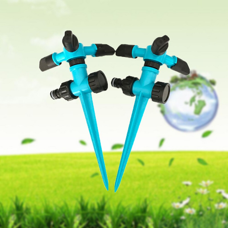Dārza piederumi Trīs roku rotējoša smidzināšanas uzgalis 360 grādos, regulējams smidzināšanas smidzināšanas zāliena sprausla