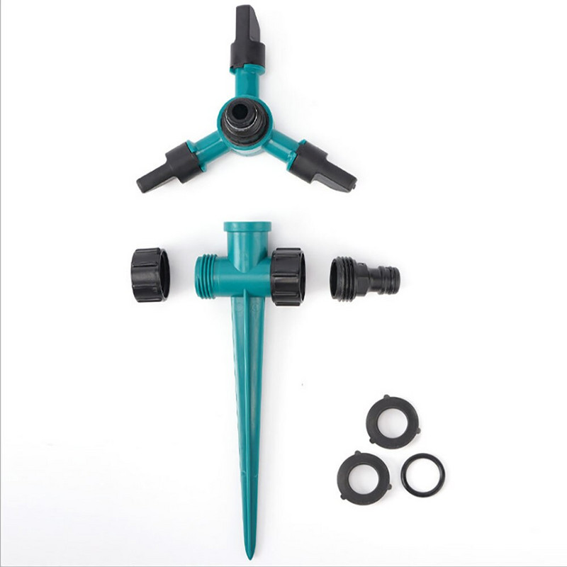 Dārza piederumi Trīs roku rotējoša smidzināšanas uzgalis 360 grādos, regulējams smidzināšanas smidzināšanas zāliena sprausla