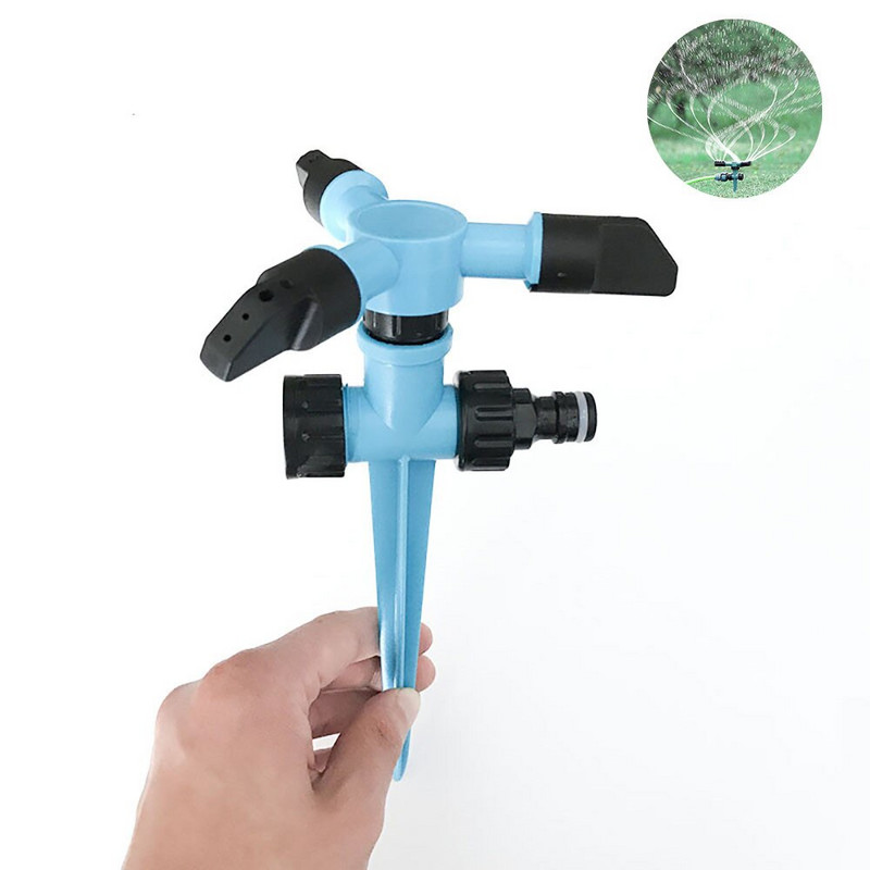 Dārza piederumi Trīs roku rotējoša smidzināšanas uzgalis 360 grādos, regulējams smidzināšanas smidzināšanas zāliena sprausla